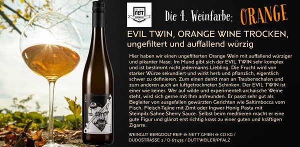 Evil Twin, Orangewein, Wein der Woche