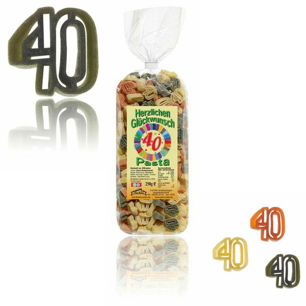 40. Geburtstag - Herzlichen-Glückwunsch-Pasta bunt, 250g, direkt aus der Pfalz