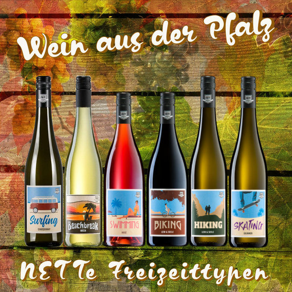 NETTe Freizeittypen | Paketpreis | 6 Flaschen | Chilling-Collection | Weingut Nett
